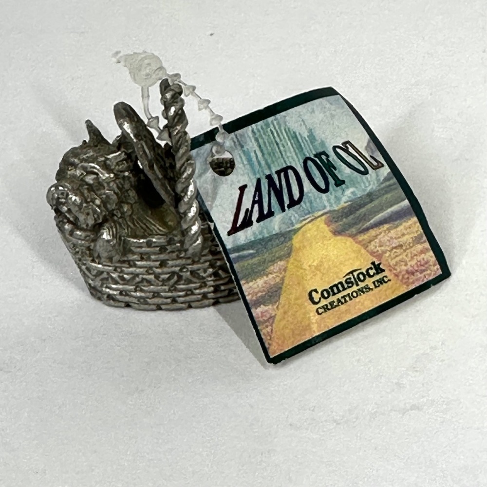 Comstock Creations Land of Oz Toto in Basket Pewter Figurine Vintage Miniature